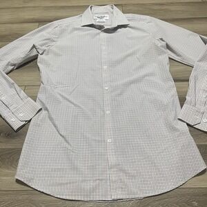 Mizzen+Main White Mens Large L Trim Fit‎ Navy Grid Long Sleeve Shirt
